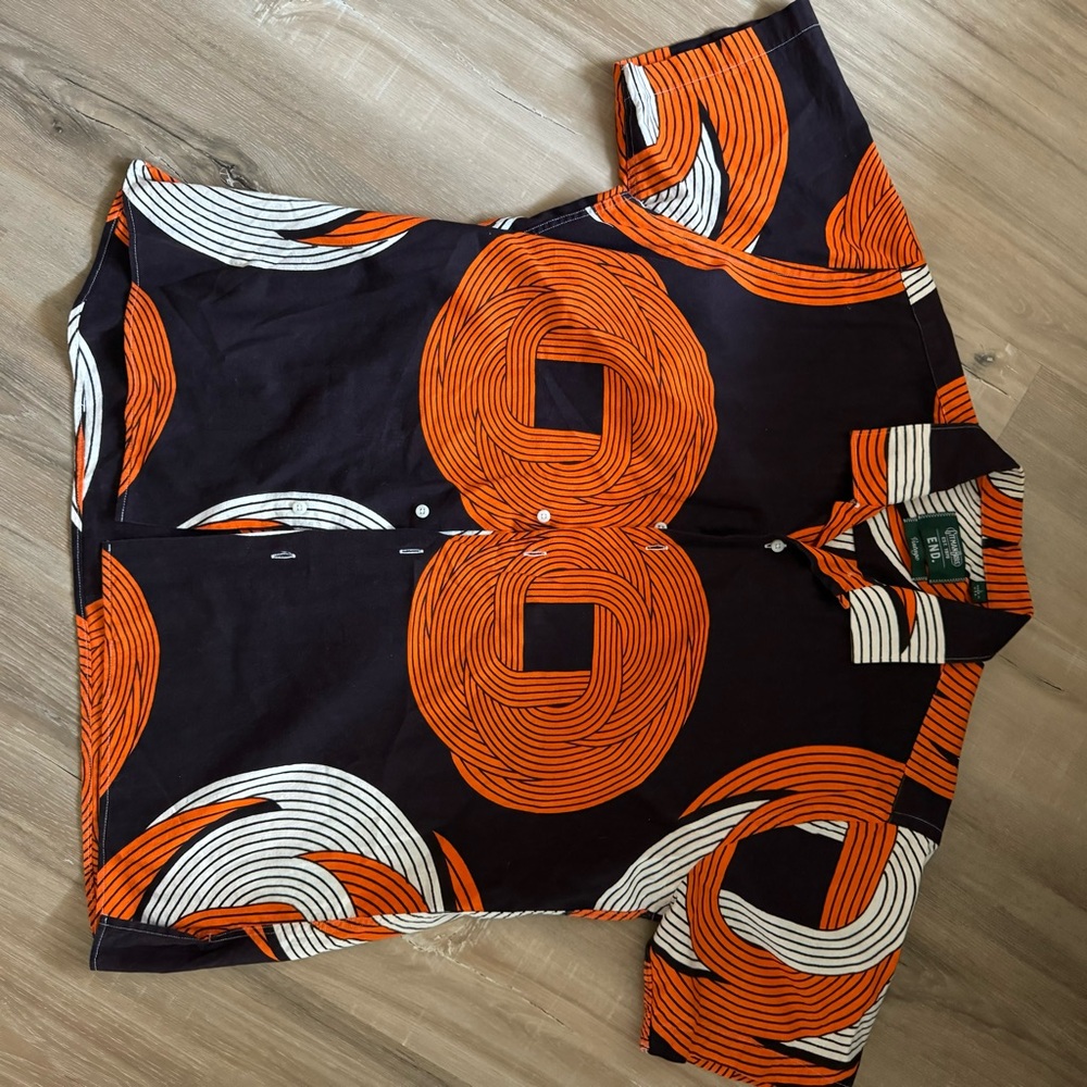 Gitman Brothers Orange and Black Casual Button Down Shirt